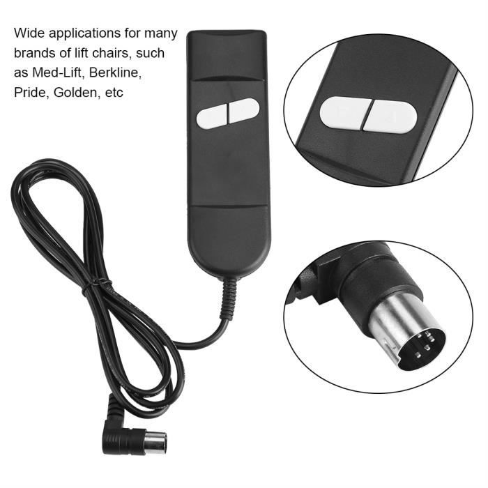 Télécommande Manuelle 2 Boutons Pour Fauteuil électrique Relevable - Connecteur 5 Broches, Câble 1.75m
