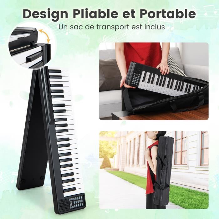 88 Touches Piano électronique Pliable portable en silicium Clavier Li-ion  Haut-parleur Batterie Intégré HB030