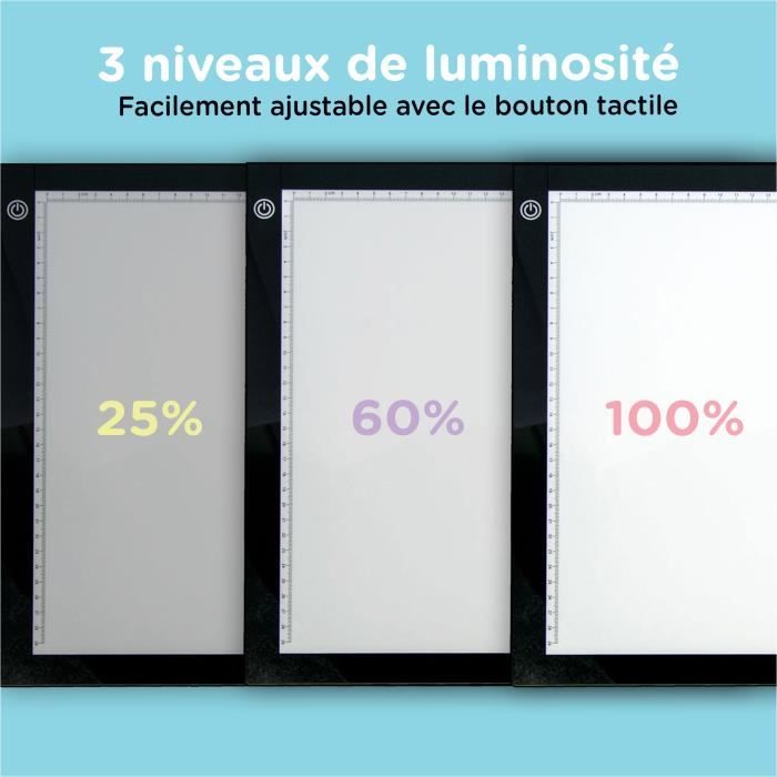 Planche à Dessin LED KOKODI 37x27 Cm – Tableau Lumineux RVB, 7 Stylos, Câble USB-C Et Kit Nettoyage, Idéal Pour Activités Créatives