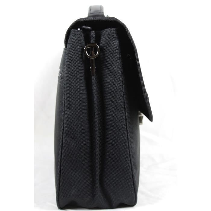FRANCINEL cartable serviette porte document 2 soufflet nylon garni cuir ref 8052 noir Cdiscount Bagagerie Maroquinerie
