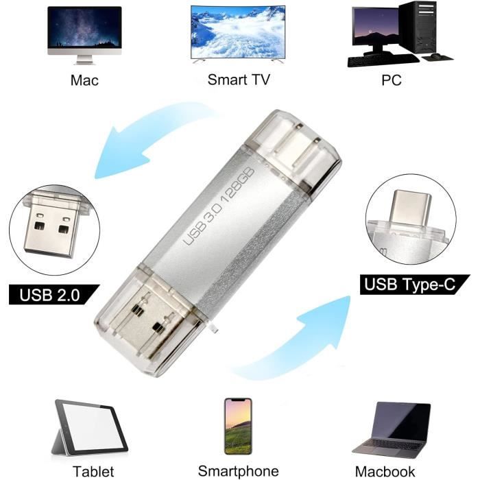 Clé USB 128 GO 2 en 1 Micro Usb Drive Pour Android Smartphones Tablette PCs  100 % Réel 2.0 - Cdiscount Informatique