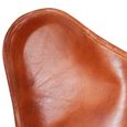 Fauteuil chaise siege lounge design club sofa salon papillon cuir veritable marron-3