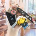 Cadeau de noël porte-clés casquette de baseball Pikachu porte-clés femme mignon résine sac d'école porte-clés chaîne pendentif-3