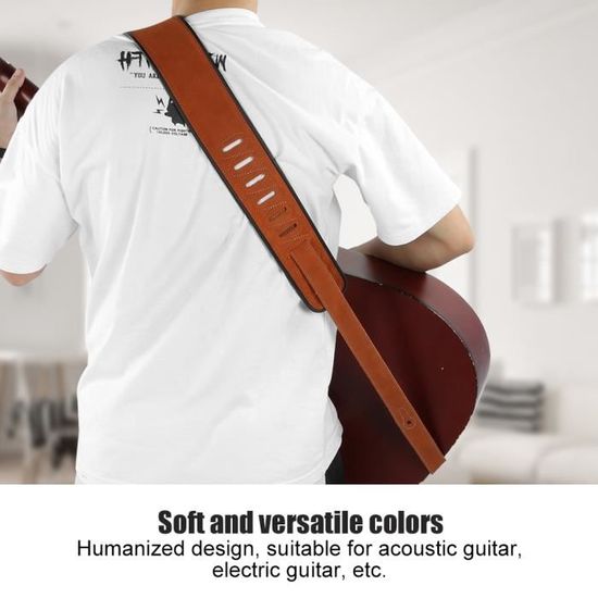 Sangle de Guitare en Cuir de Vachette Mat Accessoire d'Instrument de  Musique de Guitare Acoustique Électrique - Cdiscount Instruments de musique
