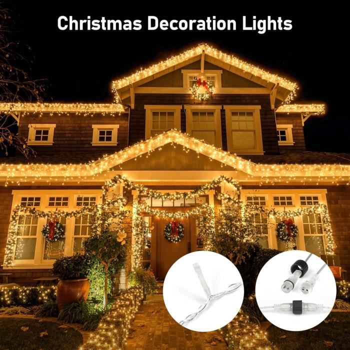 Guirlande Lumineuse de Noël Connectable 10M avec 400 LED Étanches 8 Modes  Éblouissants pour Rideau Lumineux Intérieur et Extérieur - Cdiscount Maison