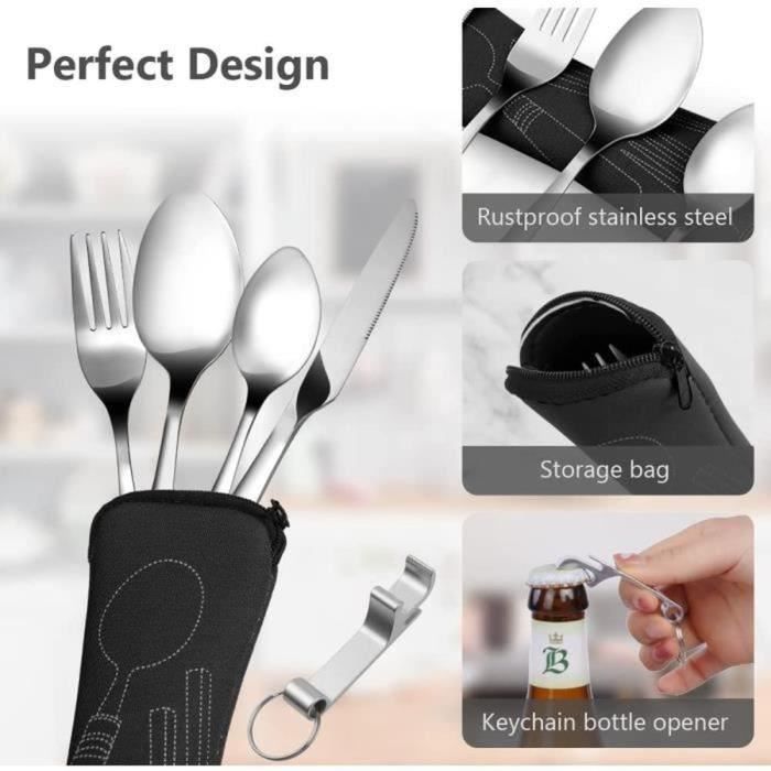 Ensemble De Couverts De Voyage En Acier Inoxydable 3 Pièces