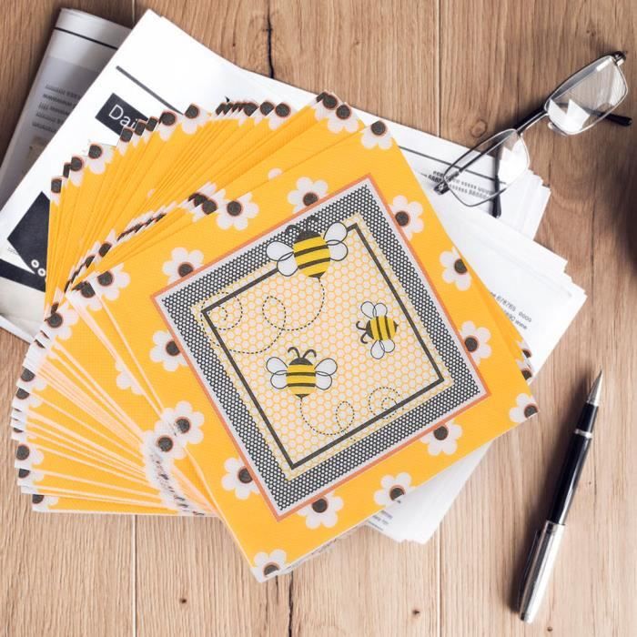 20pcs serviette en papier serviette artisanat artisanat décor de découpe de  papier pour la famille(Imprimé abeille jaune ) - Cdiscount Maison
