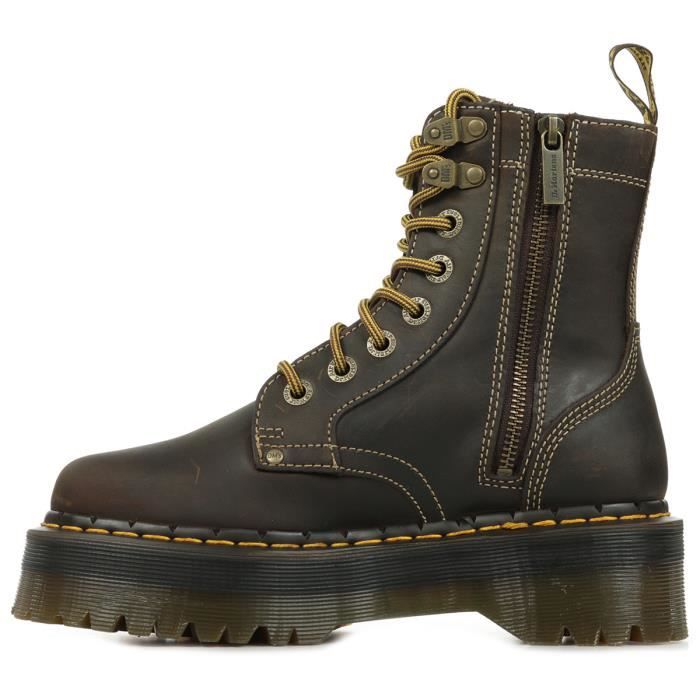 Bottines Dr Martens Jadon Arc Cuir Crazy Horse Marron Lacets