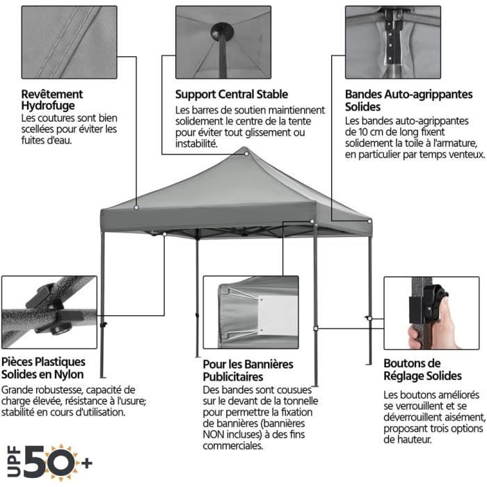 BONTEC 3x3 Waterproof Folding Gazebo - Outdoor Folding Gazebo with 50 UV Protection, Water Resistant, Easy to Install, Ideal for Garden, Camping and Outdoor Events BONTEC 3x3 Waterproof Folding Gazebo - Outdoor Folding Gazebo with 50 UV Protection, Water Resistant, Easy to Install, Ideal for Garden, Camping and Outdoor Events