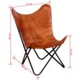 Fauteuil chaise siege lounge design club sofa salon papillon cuir veritable marron-4