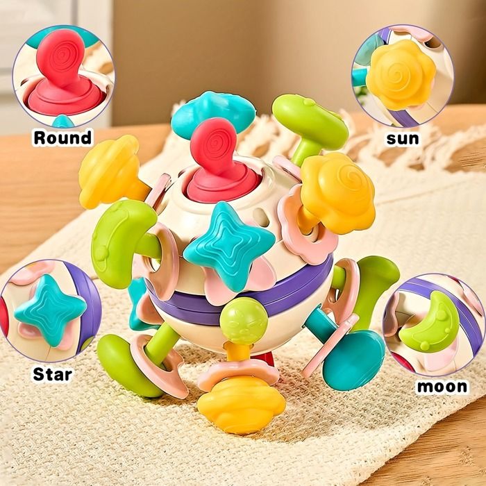 JOYVOVO Jouet Montessori 1 An – 6 Cordes Texturées – Silicone Alimentaire – Dentition – Voyage – Cadeau 18+ Mois
