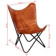 Fauteuil chaise siege lounge design club sofa salon papillon cuir veritable marron-5