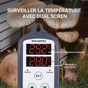 Contrôleur De Température Numérique Avec Prise – Thermostat Chauffage/Refroidissement -20°C à 120°C – Idéal Serre, Incubateur, Aquarium