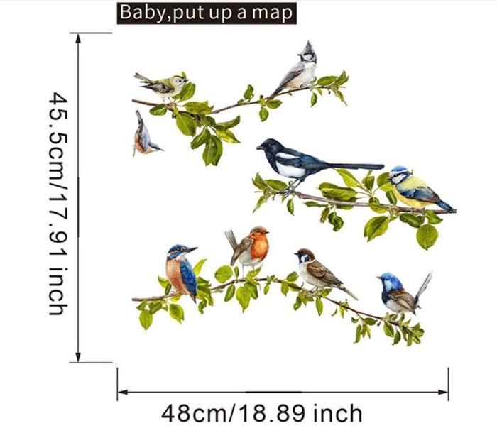 Autocollants Fenêtre Oiseaux Sur Branche Arbre Anti-Collision Stickers