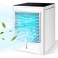 Climatiseur portable 3 vitesses, minuterie USB 1/3/6h, évaporatif, pour bureau, chambre, tente, camping-car, refroidissement