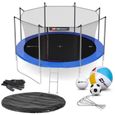 HS Hop-Sport Trampoline de jardin rond 427 cm trampoline  avec filet de sécurité intérieur; échelle; bâche de protection Bleu-0
