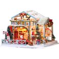 Bricolage Noël Miniature Maison De Poupée Kit Mini 3d Maison En Bois Chambre Artisanat Avec Meubles Led Lumières Fête Des-0