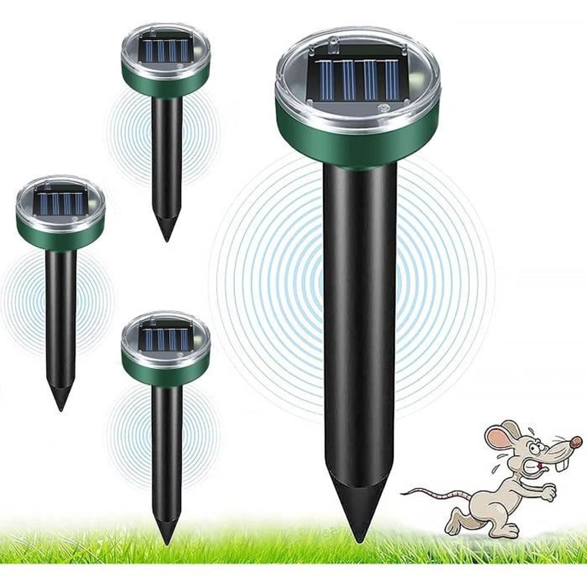 Répulsif Taupe Solaire à Ultrasons 8 Pièces - IP65, Vibration, 15m De Rayon, Pour Jardin Extérieur