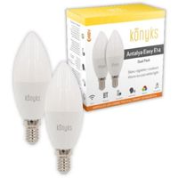 2 Ampoules LED connectées Wi-Fi + BT, LED E14, Couleurs + blanc réglable, 5W - Konyks Antalya E14 Max Easy Dual Pack