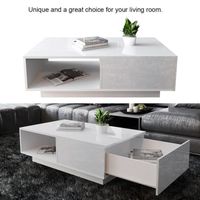 Table basse - VGEBY - Salon de rangement rectangulaire brillant - Blanc