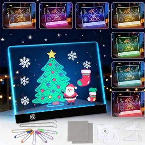 Lot De 2 Tableaux Lumineux LED 30x20cm - Pour Dessin, Messages, Avec Support Réglable Et 12 Stylos - Idéal Enfants, Bureau, Décoration