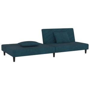 CANAPE CONVERTIBLE GXU Canapé-lit à 2 places avec deux oreillers bleu