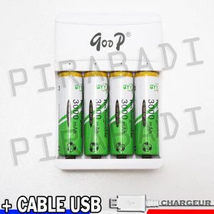 PILES 4 PILES ACCUS RECHARGEABLE AA LR06 R06 1.2V 3000mA