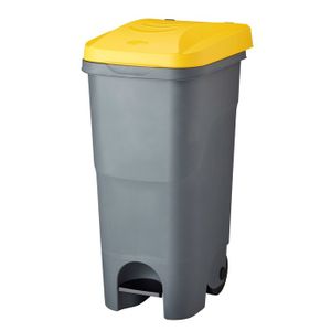 Support pour sac poubelle jusqu'à 120 litres avec couvercle - Jaune -  Support stable en métal réglable en hauteur pour le sac [1] - Cdiscount  Maison