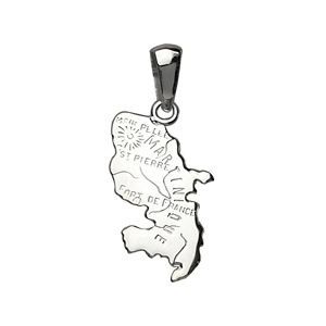Pendentif Carte Martinique En Or 18 Carats + Chaîne Offerte - Achat / Vente Sautoir Et Collier