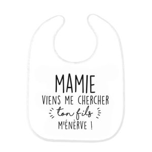 BAVOIR Bavoir bébé imprimé citation naissance humour Mami