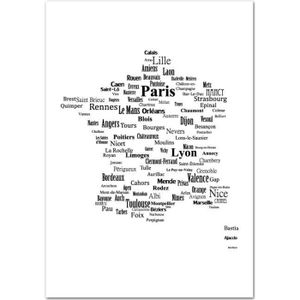 Poster Affiche Carte De France Avec Villes Sur Papier Photo Glace 61x67cm Cdiscount