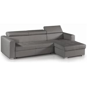 Canapé Dangle Convertible Reversible Cuir Gris Coffre