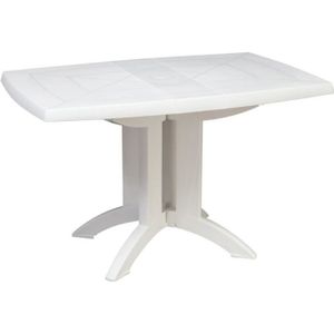 TABLE DE JARDIN  Table pliante - GROSFILLEX - Vega - Blanc - 118x77 cm - Résine - Extérieur