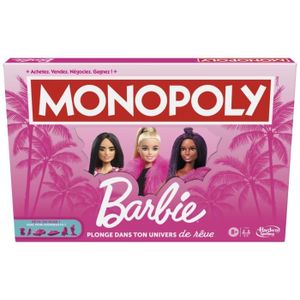 JEU SOCIÉTÉ - PLATEAU Monopoly : édition Barbie, jeu de plateau pour 2 à 6 joueurs, jeux pour la famille, à partir de 8 ans
