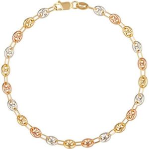 BRACELET - GOURMETTE Bracelet 3 Ors - Or Tricolore - Grain de Café Jaune, Blanc et Rose - Femme