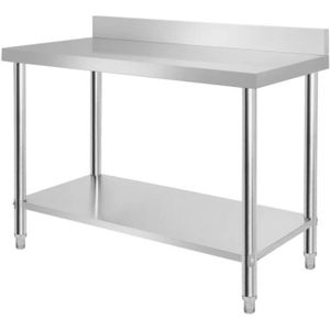 PLAN DE TRAVAIL NAIZY Table de travail en acier inoxydable - Réglable en hauteur - Pour cuisine, bar, restaurant - Argenté - 120 x 60 x 85 cm