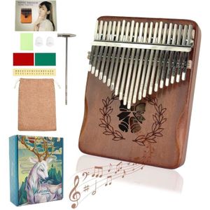 KALIMBA Kalimba P à pouce Bois portable 21 Clés avec livre de chansons, marteau d'accordage, Doigt Pouce P Instrument de musique cadeaux25