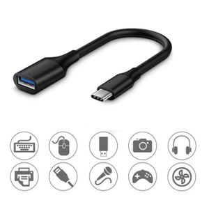 Câble USB type C OTG et Data vers usb 3.0 femelle pour appareils avec port usb  C noir 30cm - Câble téléphone portable - Achat & prix