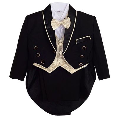 Lito Angels Ensemble Smoking 5 Pièces Garçon Gris - Blazer Gilet Chemise Cravate Pantalon 5-13 Ans