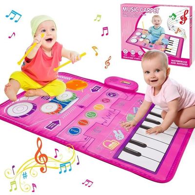 Tapis Piano et Batterie pour Bébé 1 an - 2 en 1 - Jouet Musical - Cadeau Anniversaire