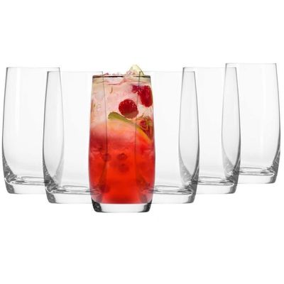 TKNO Lot De 6 Verres Hauts Côtelés 410ml - Style Origami Pour Eau, Cocktails Et Jus