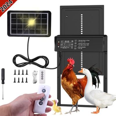Porte Poulailler Automatique Solaire - Marque - Modèle - Imperméable - Anti-pincement - Minuterie - Alarme