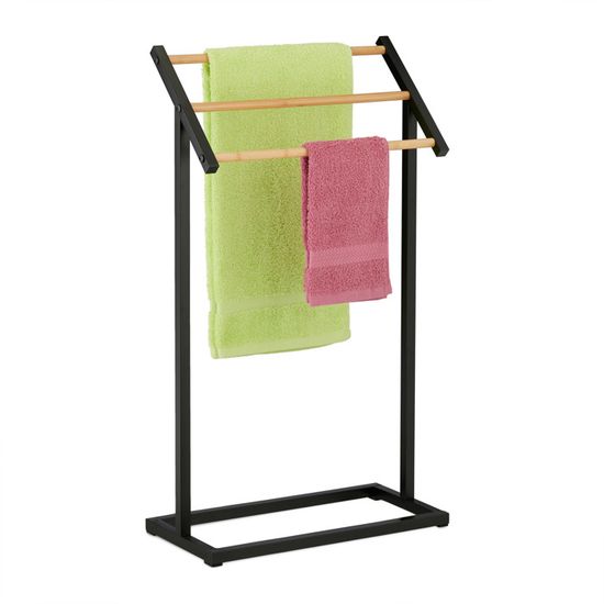 Relaxdays - Porte-Serviettes 3 Bras Sur Pied | Métal Chromé Et Verre Opale, 80x45x20 Cm