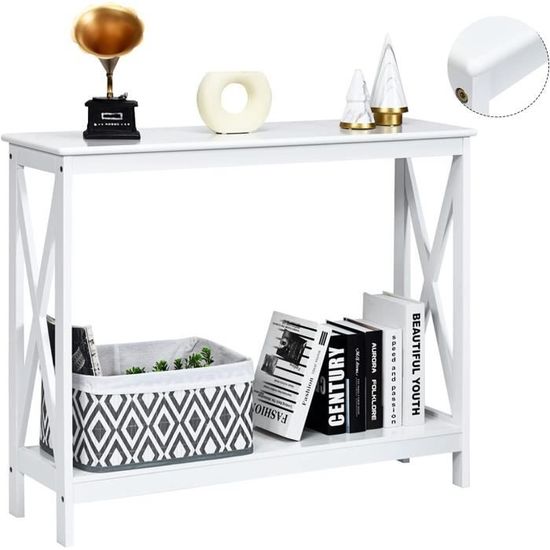 Table Console COSTWAY 120x30x80.5cm - Faux Marbre & Métal Doré - Kit Anti-Basculement - Entrée Salon