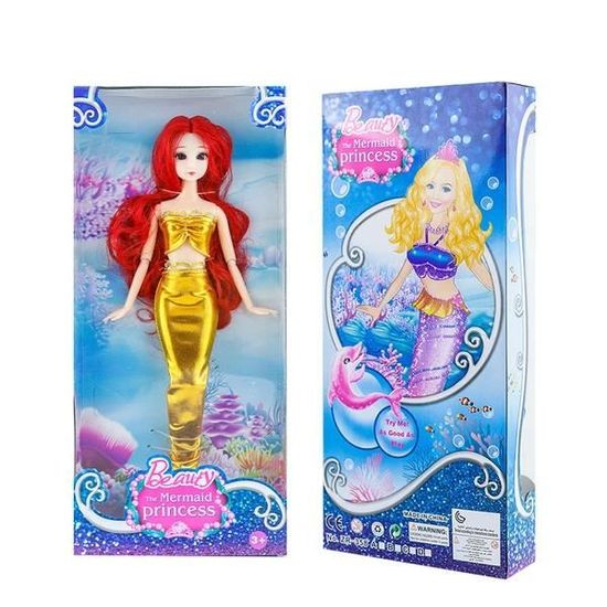 Barbie poupee sirene lumiere et danse aquatique a plonger dans l eau avec mouvements de nageoire jouet pour enfant d or Cdiscount Jeux Jouets