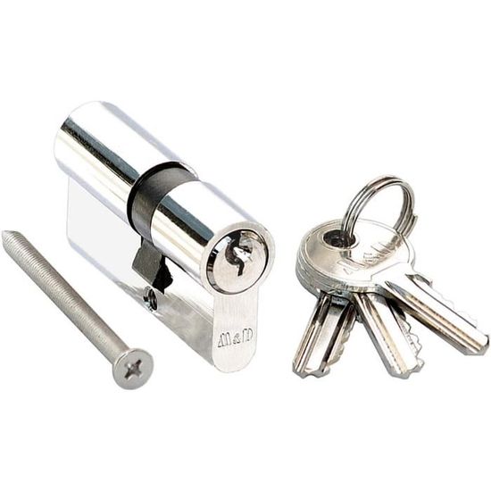 Cylindre De Serrure Profilé 30/35 Nickelé Keymet - Pour Porte Simple, Avec Clés, Neuf