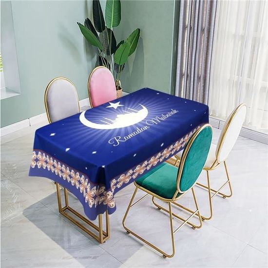 1 140X140CM -EID musulman ramadan décoration nappe imperméable polyester fibre prière à manger Table tissu eid moubarak Ramadan Kare