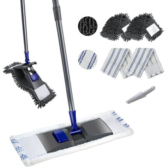 Serpillère Torsadée à Essorage Facile - Manche Télescopique 72-115cm, Tête Microfibre 360° Pour Sols Durs