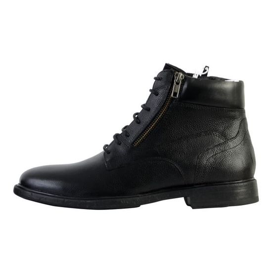 Bottine Homme Geox Terence Cuir Noir Fermeture lacets zip