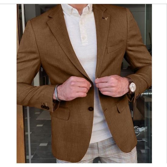 Blazer homme classique Marque inconnue Col tailleur Manches longues Grande taille Chameau Chameau Cdiscount Pret a Porter